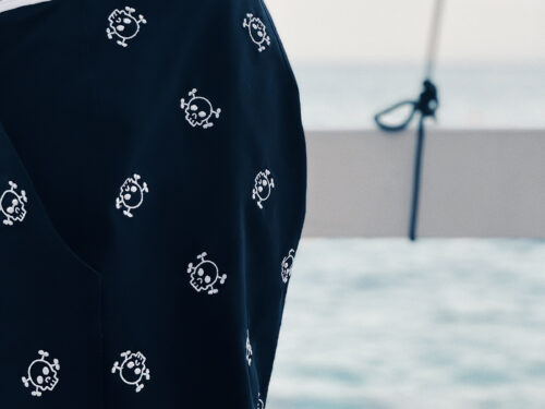 Navy x White skulls swim short