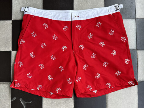 Red x White skulls swim short