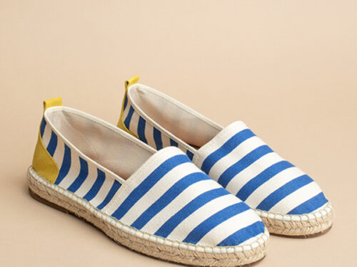Espadrille blue stripes x yellow
